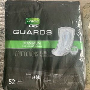 NWT Depend Incontinence Guards for Men Maximum For Large Surges Protection 52 Ct